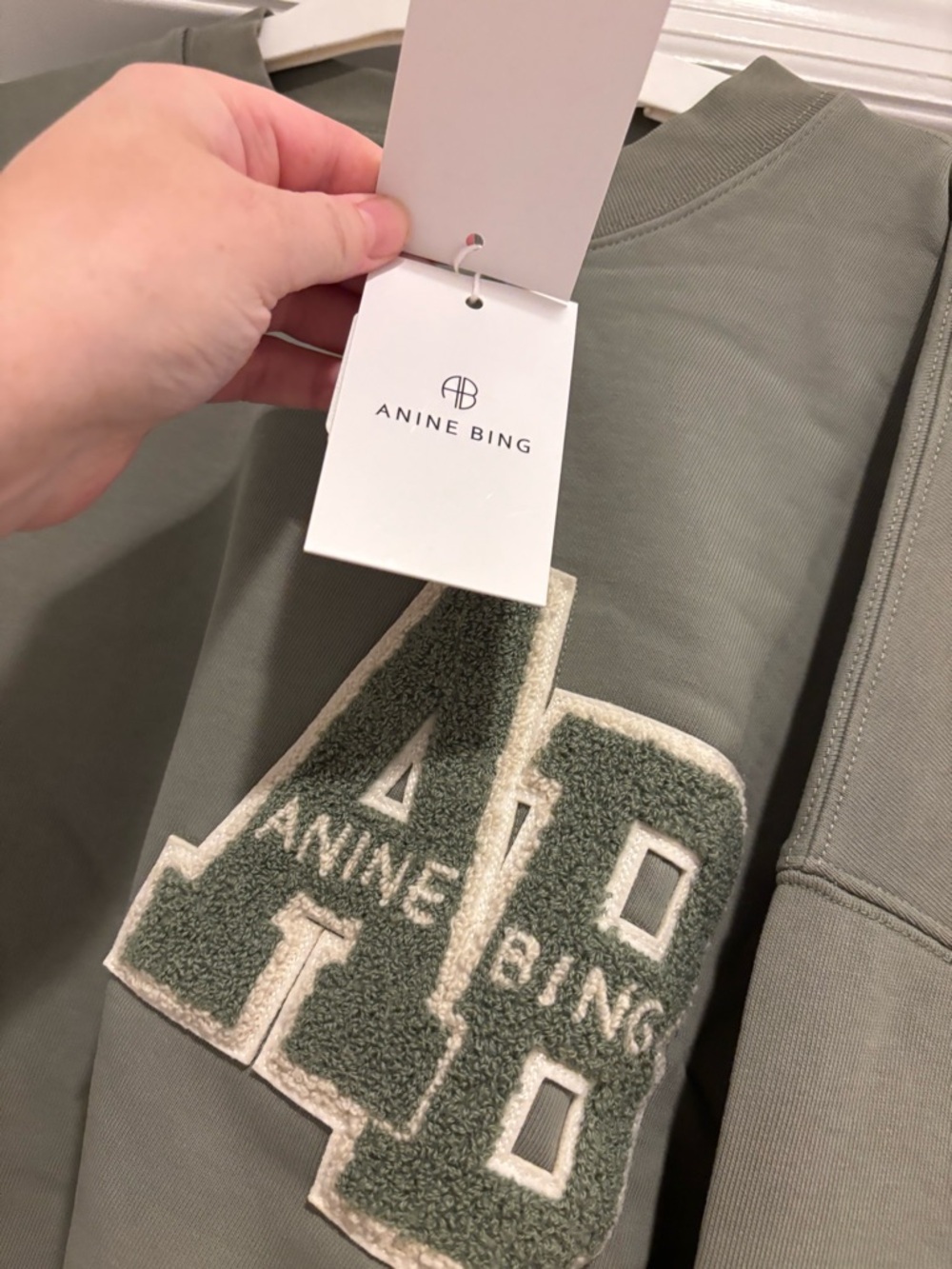 Anine Bing Miles AB Graphic Sweatshirt Sage Green Size Medium Oversized - Picture 7 of 12